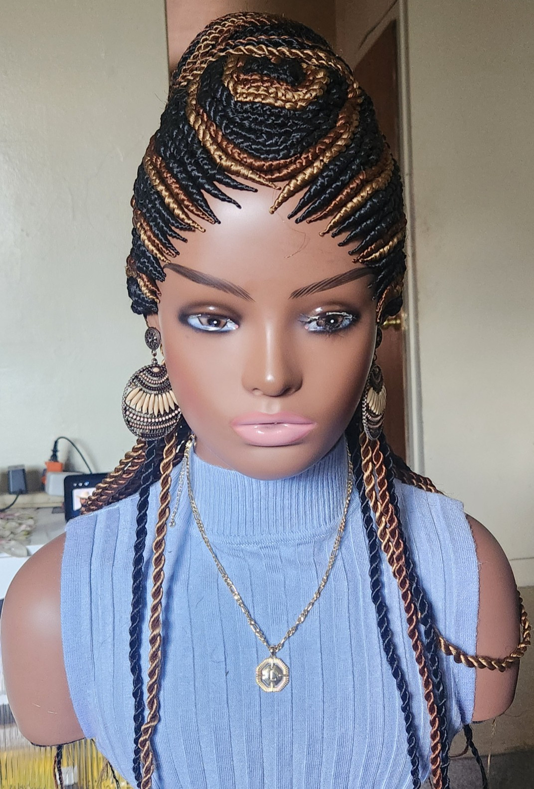Fully hand braided senegale twist cornrows wig poney bout Multiple colors