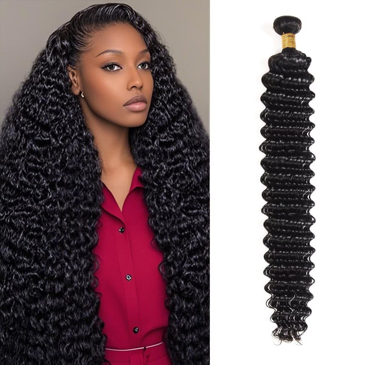 Cuzuzu 12A Human Hair Bundles 18.1 Inch Deep Wave Bundles Human Hair 100