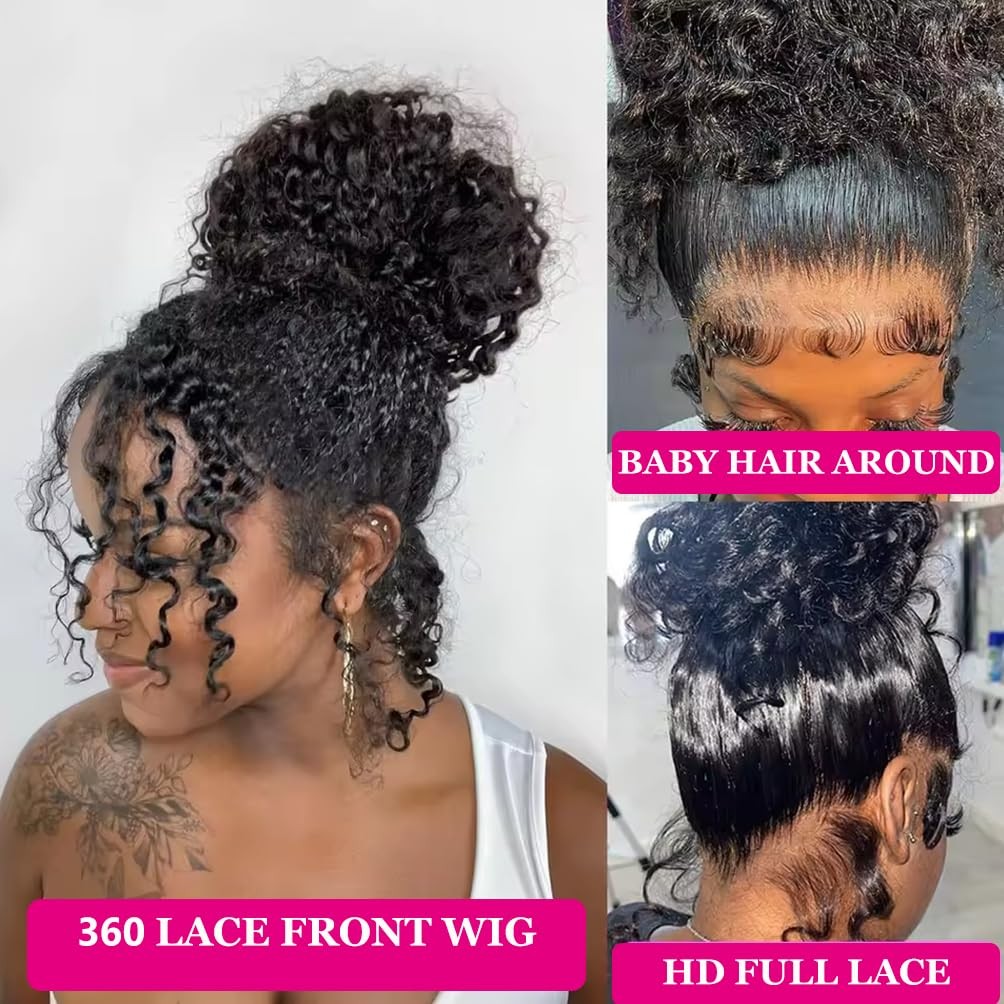 Gurxen 360 Lace Front Wigs Human Hair Hidden Strap Deep Wave Lace Frontal Wig