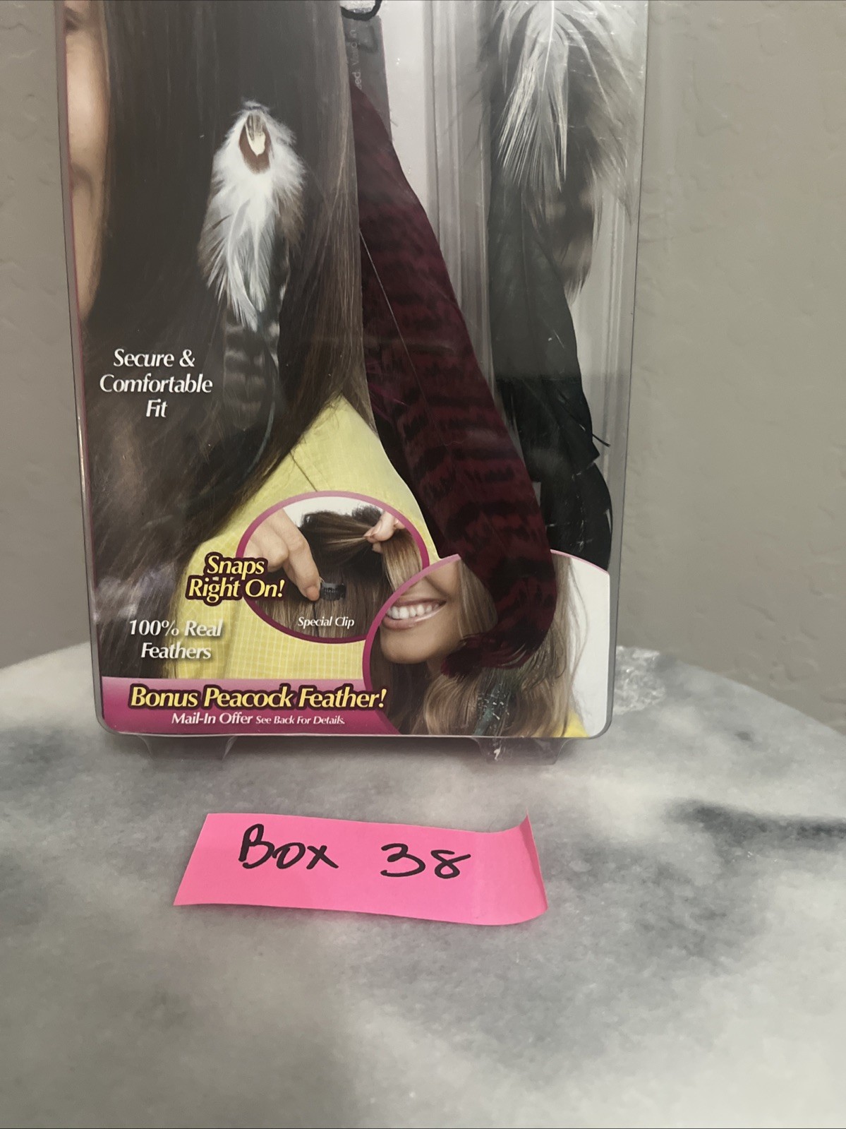 2pk Fuchsia Pink & Smoky Ash SNAP-ON FEATHERS Instant Extensions Seen on TV New!