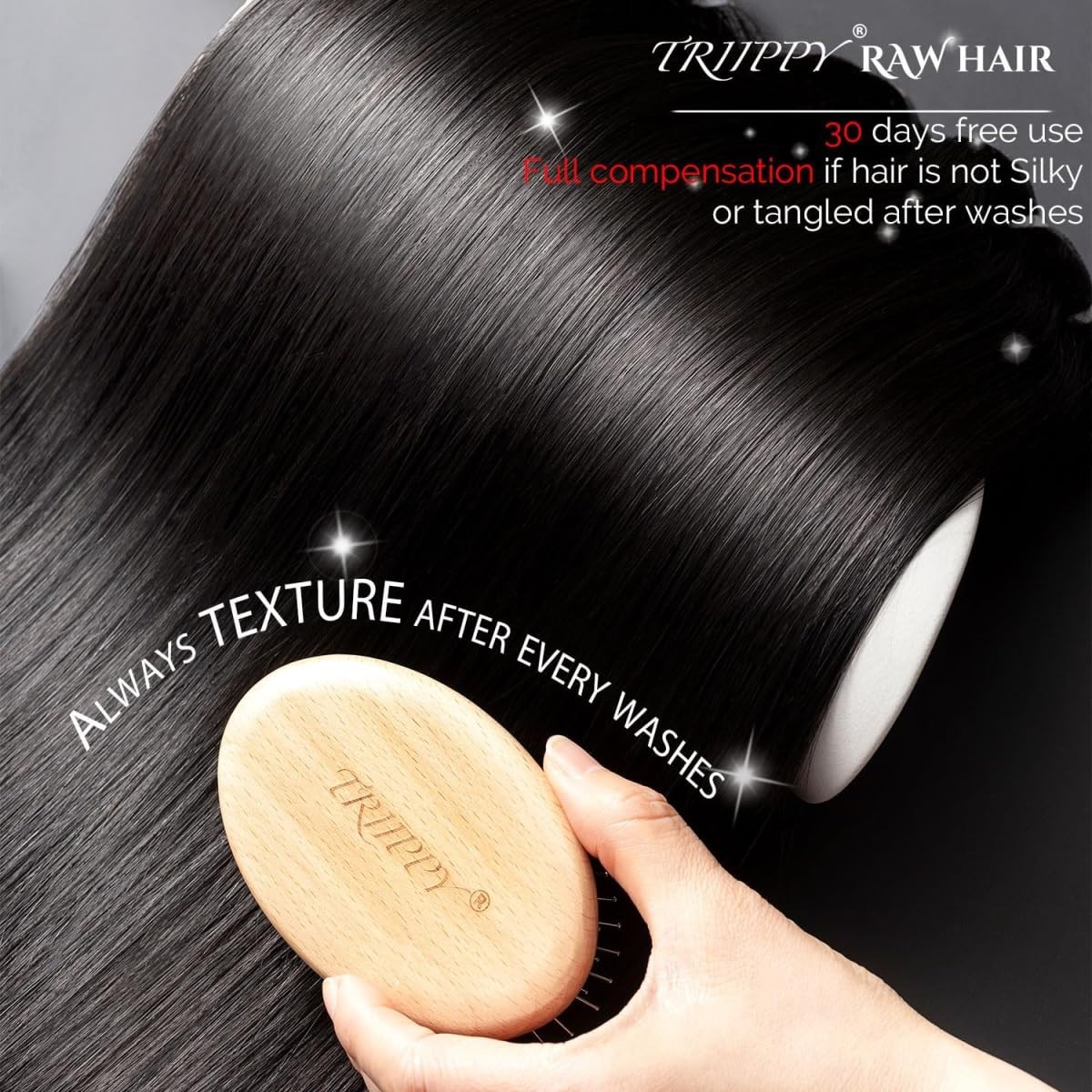 TRIIPPY Raw Human Hair Single Bundle Triple Lifespan 16 Inch 100% Raw Cambodian