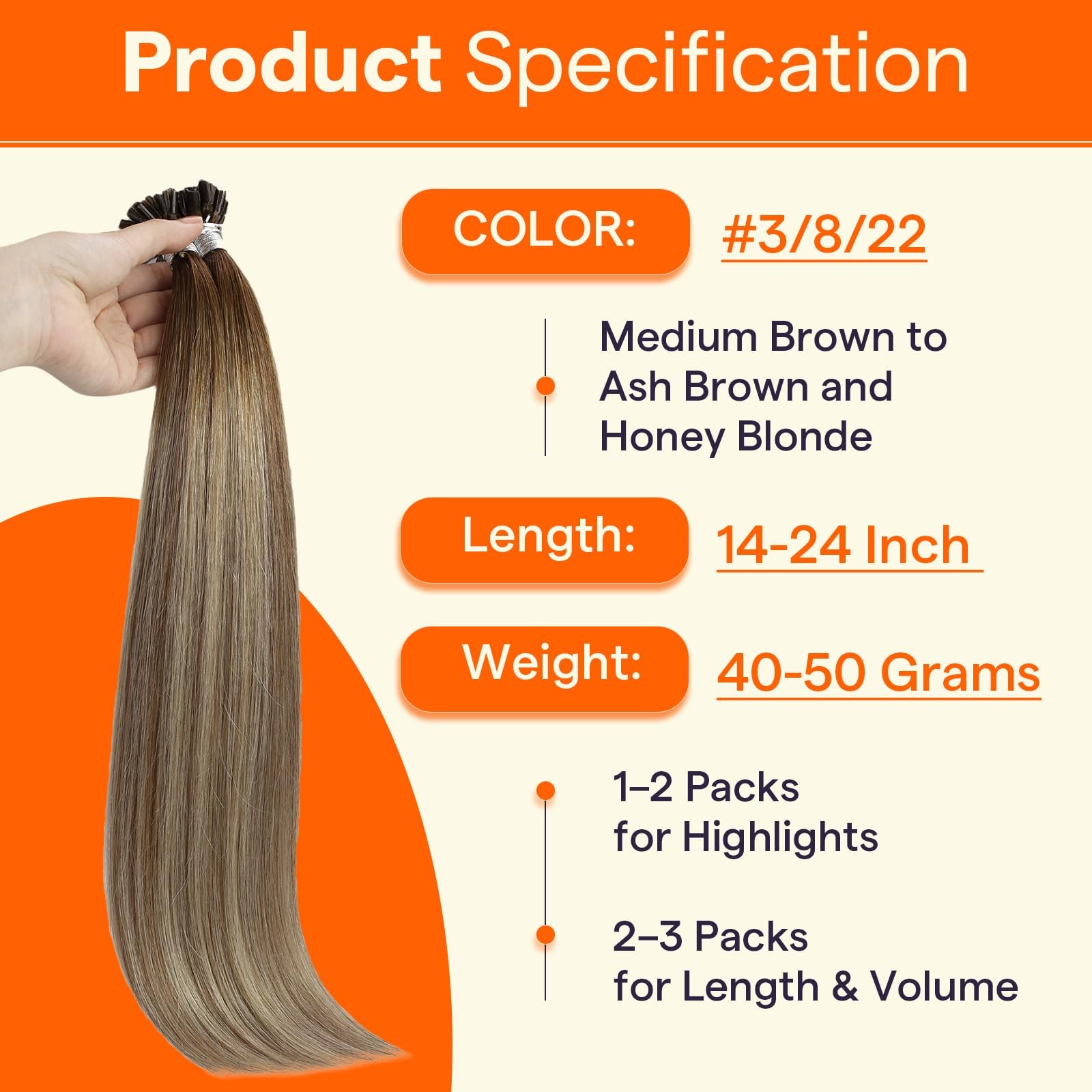 Full Shine U Tip Hair Extensions Real Human Hair 18 Inch Ktip Human Hair