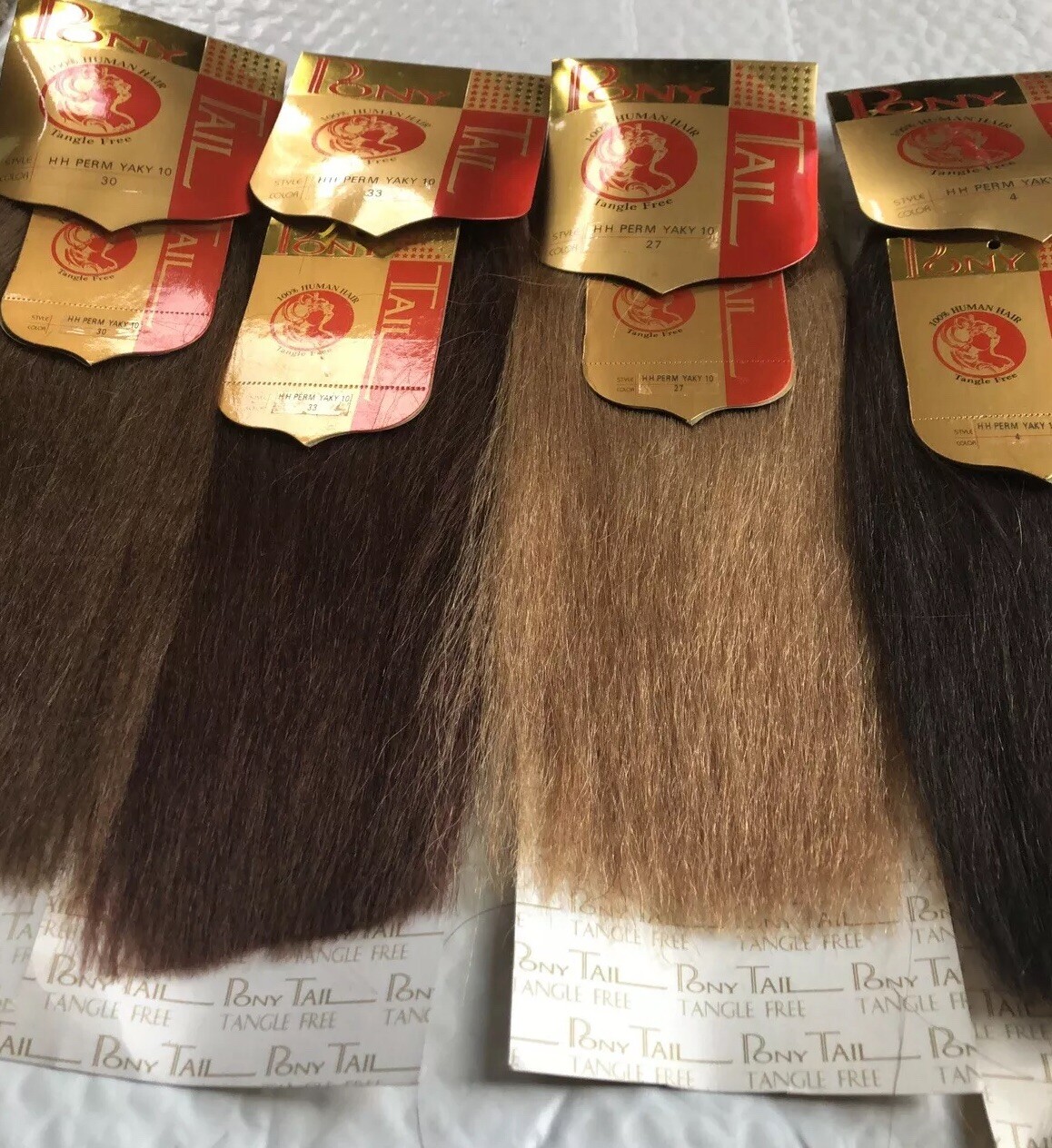 100% Human Hair for Weaving by Pony Tail, Perm Yaki Coarse Texture, Bright Color