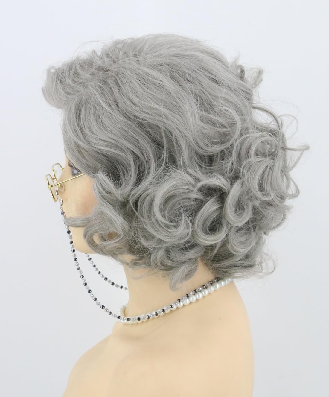 10″ Grey Curly Costume Wig for Women Halloween Party 164E384262