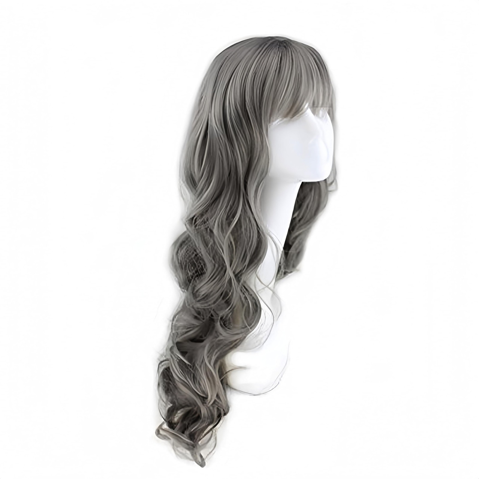 Gray Wig Long Curly Gray Wigs with Bangs Grandma Grey Wigs for Women Daily Pa…