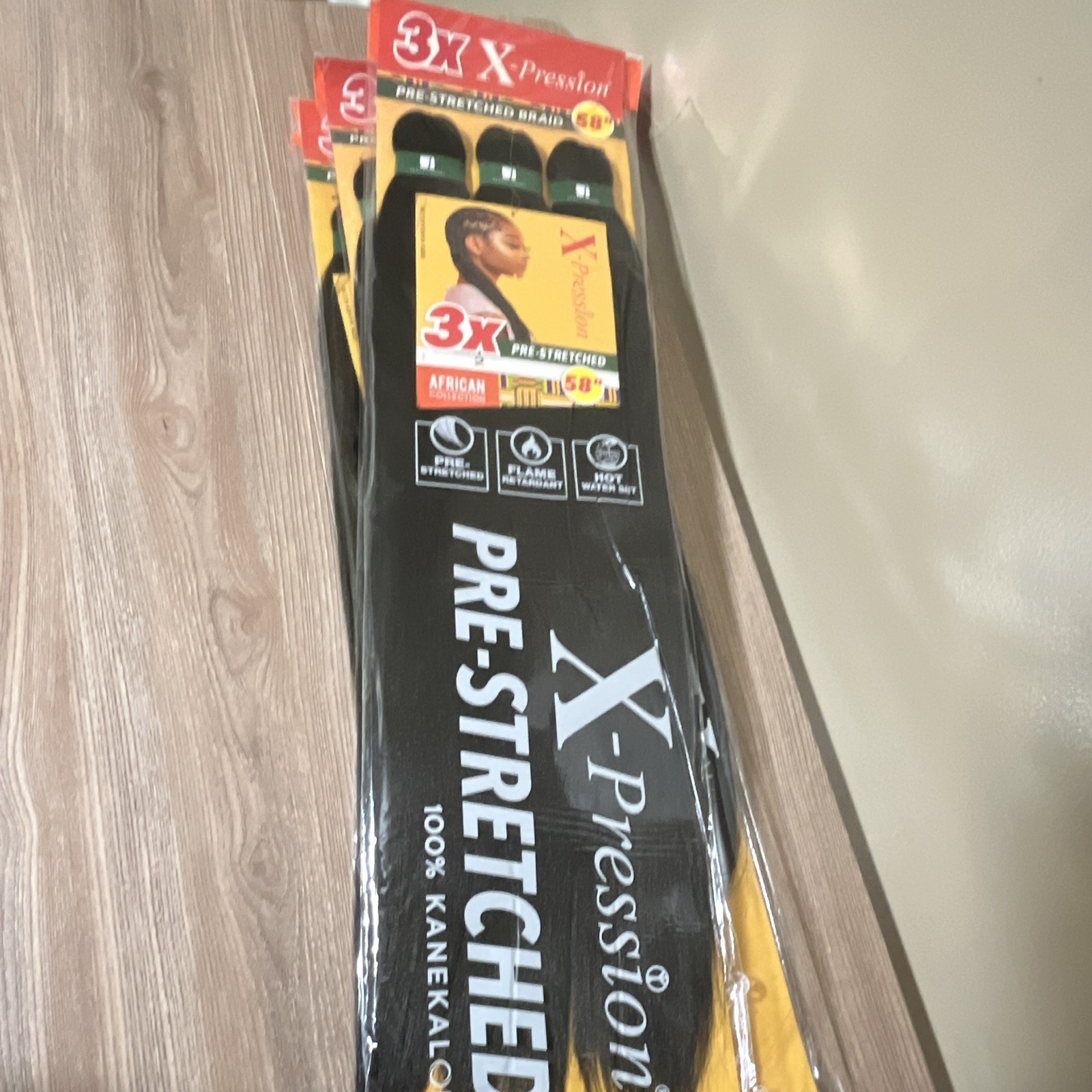 X-Pression Pre-Stretched Braiding Hair 58 in Black 1pack 3pc