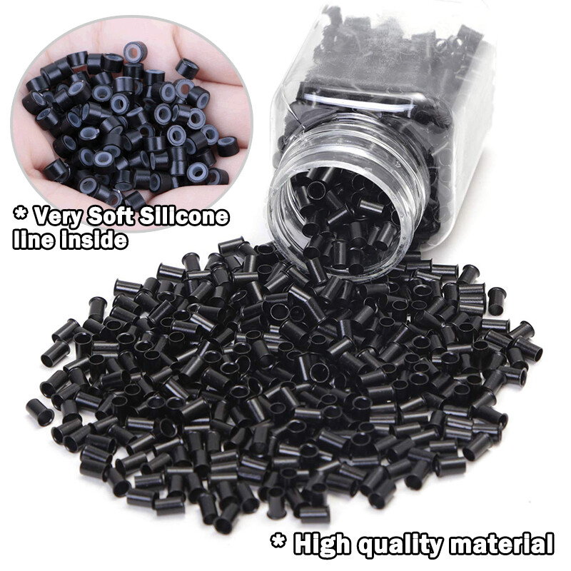500PCS Silicone Micro I Tip Ring Beads 5/6mm for I Tip Hair Extensions Kits Tool