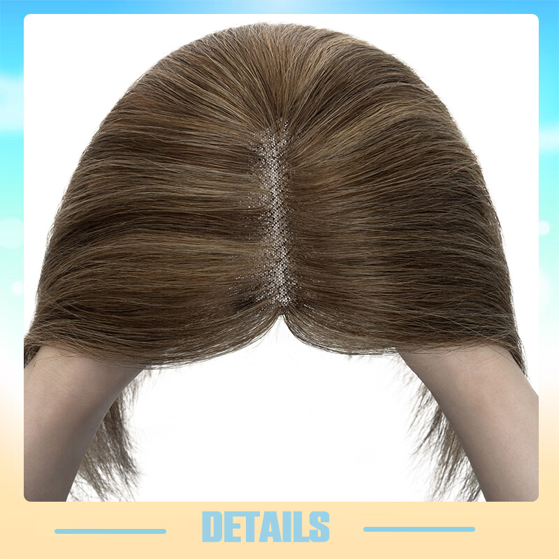 Full Lace Topper Clip in Real Remy Human Hair Toupee 8x10CM Hairpiece Free Part