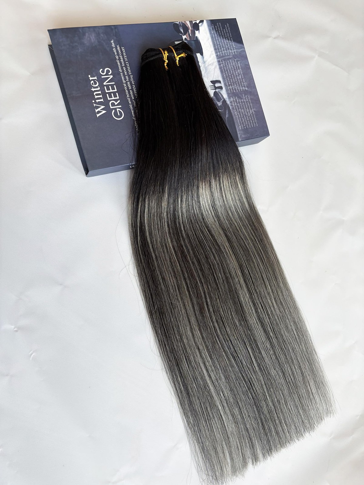 Weft Hair Extensions Balayage Black and Silver Sew in Hair Extensions Real Human