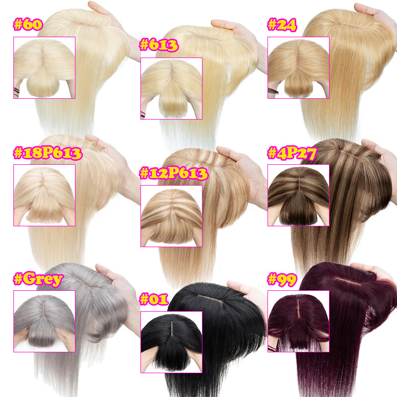 100% Remy Human Hair Topper Clip In Hairpiece Toupee with Bangs 150% Density