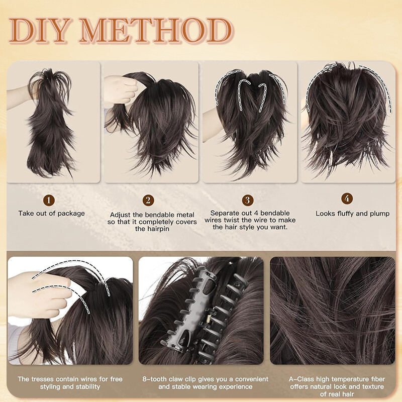 Thick 6″ Short Ponytail Hair Clip In As Human Claw On Pony Tail Hair Extension