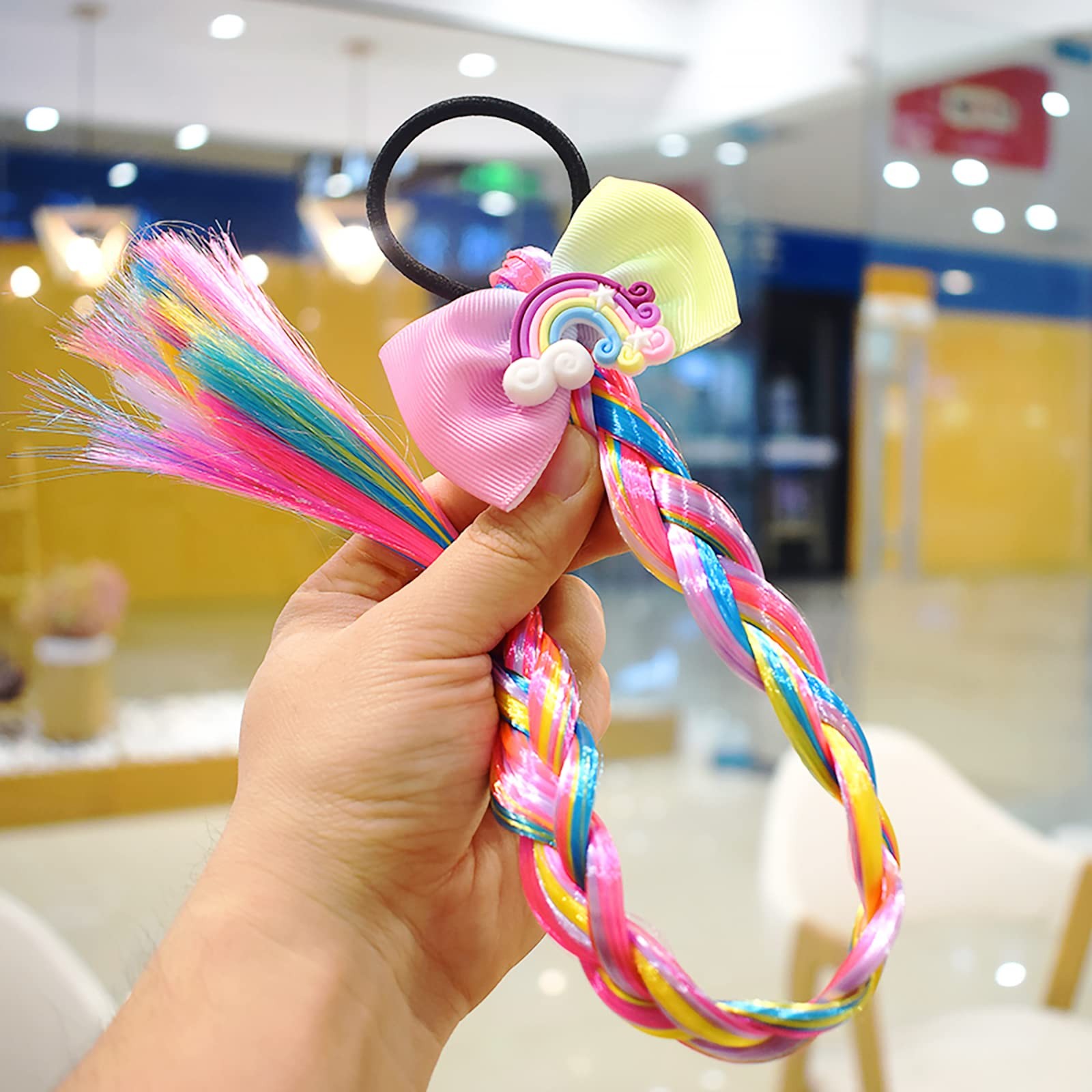 6Pcs Girls Colored 6 Count (Pack of 1), Kids Ponytail Extension Mix Color