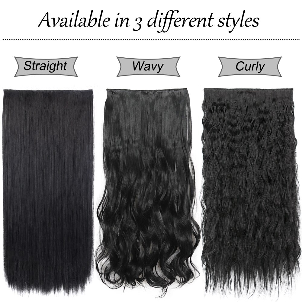 Synthetic 5 Clip In Hair Extension Long Straight Hairstyle Hairpiece Black Brown