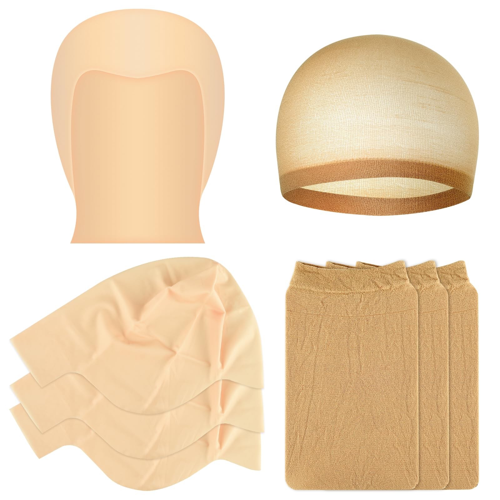 Bouiexye Bald Cap Halloween, 2Pcs Nylon Wig Caps 11 x 9.8, Complexion