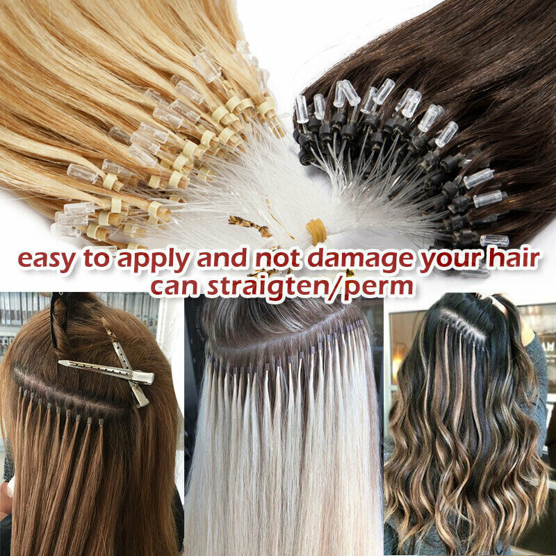 Loop Micro Ring Tip Hair Extensions Real Human Hair Micro Bead Link Colored Hair