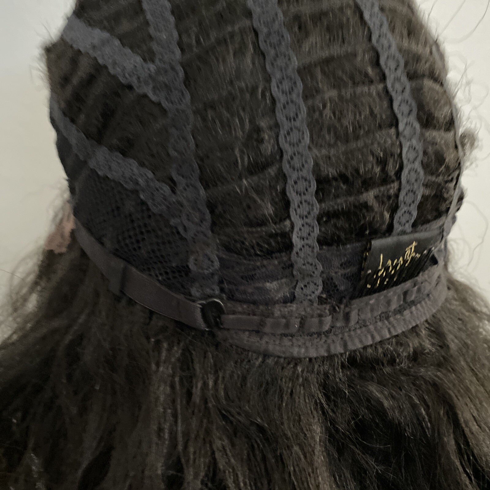 Black Synthetic Lace Part, Combs Adjustable Straps Full Not Worn