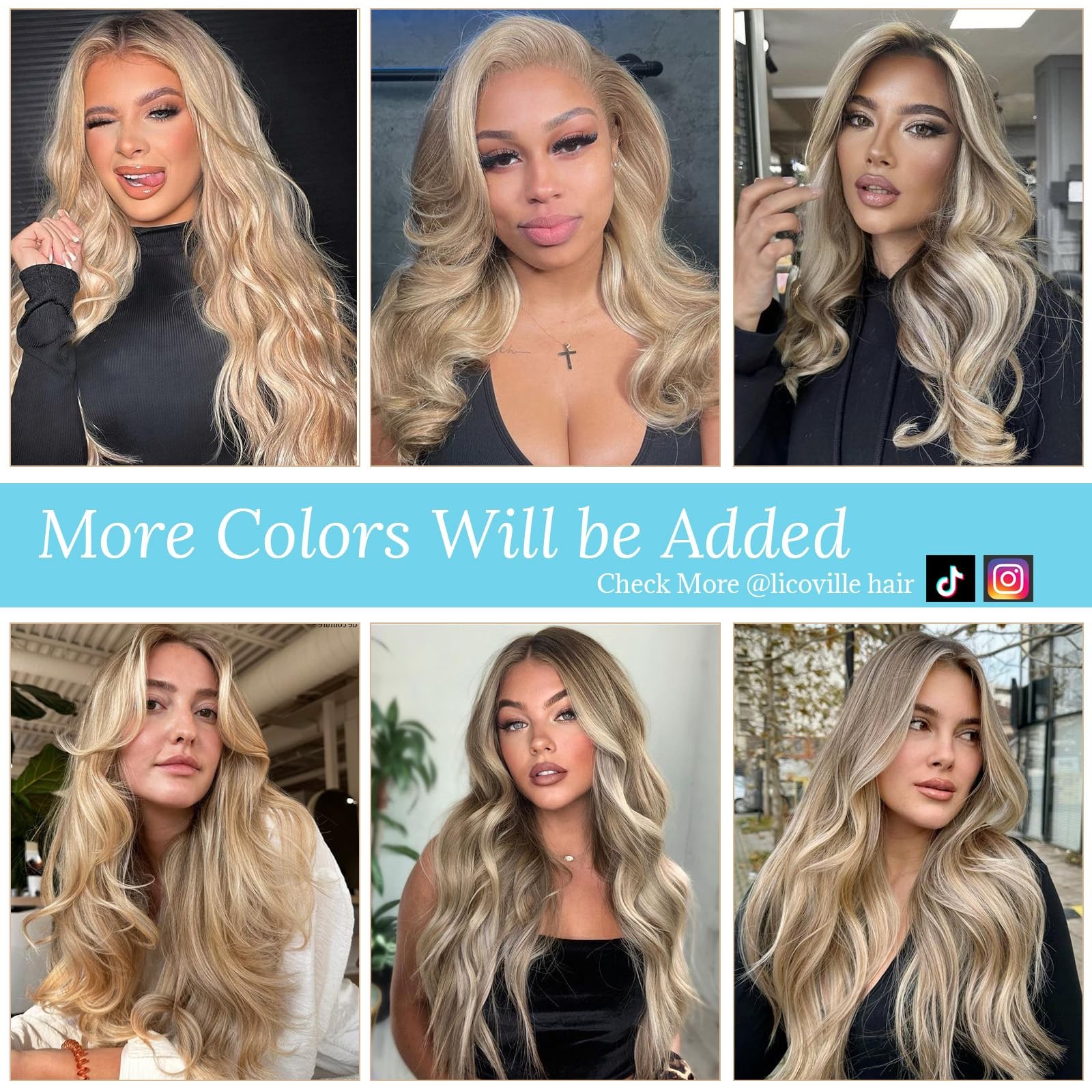 Licoville Human Hair Blonde Highlight Wig 180 Density Soft Straight Light