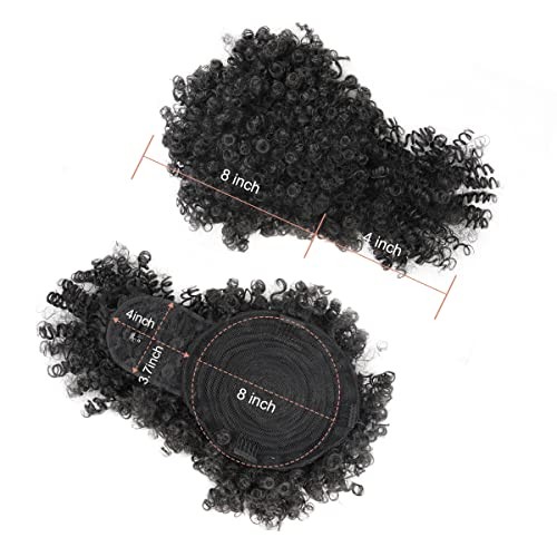 Afro Puff Drawstring Ponytail with Bangs for Black Women, Short 12 Inch 1B