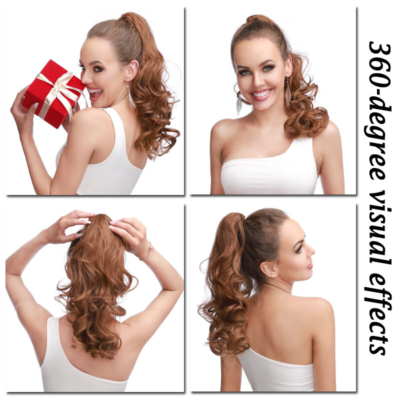 Claw On Clip In Ponytail Hair Extensions Straight Pony Tail Long Black Hairpiece