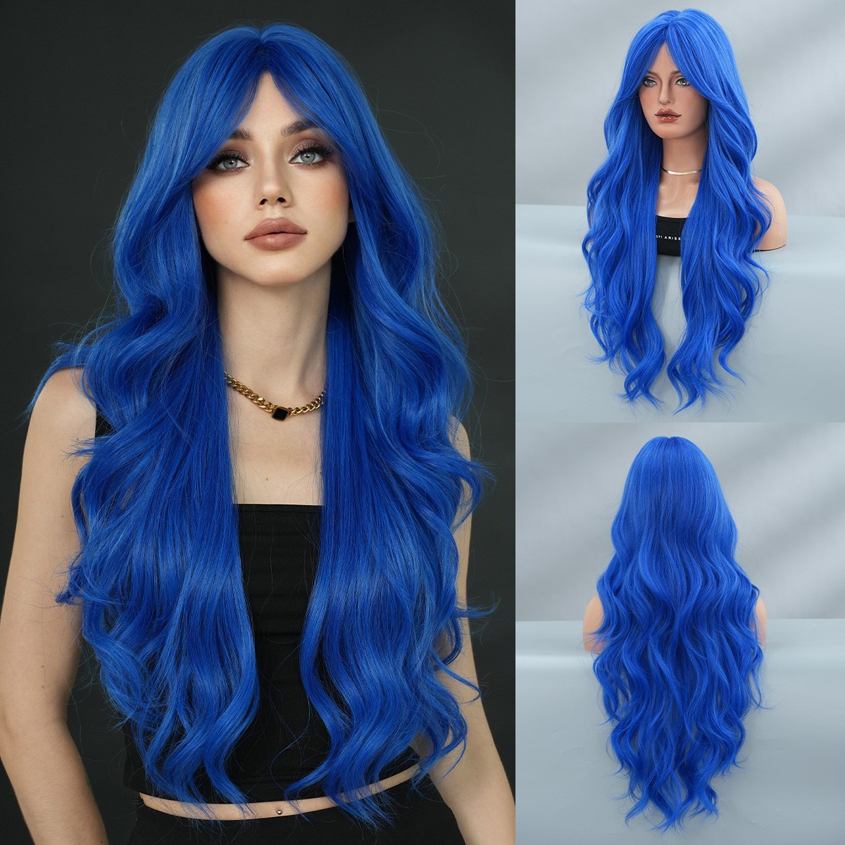 Dark Purple Long Wavy Wig Heat-Resistant Lolita Synthetic Hair Wigs for Women