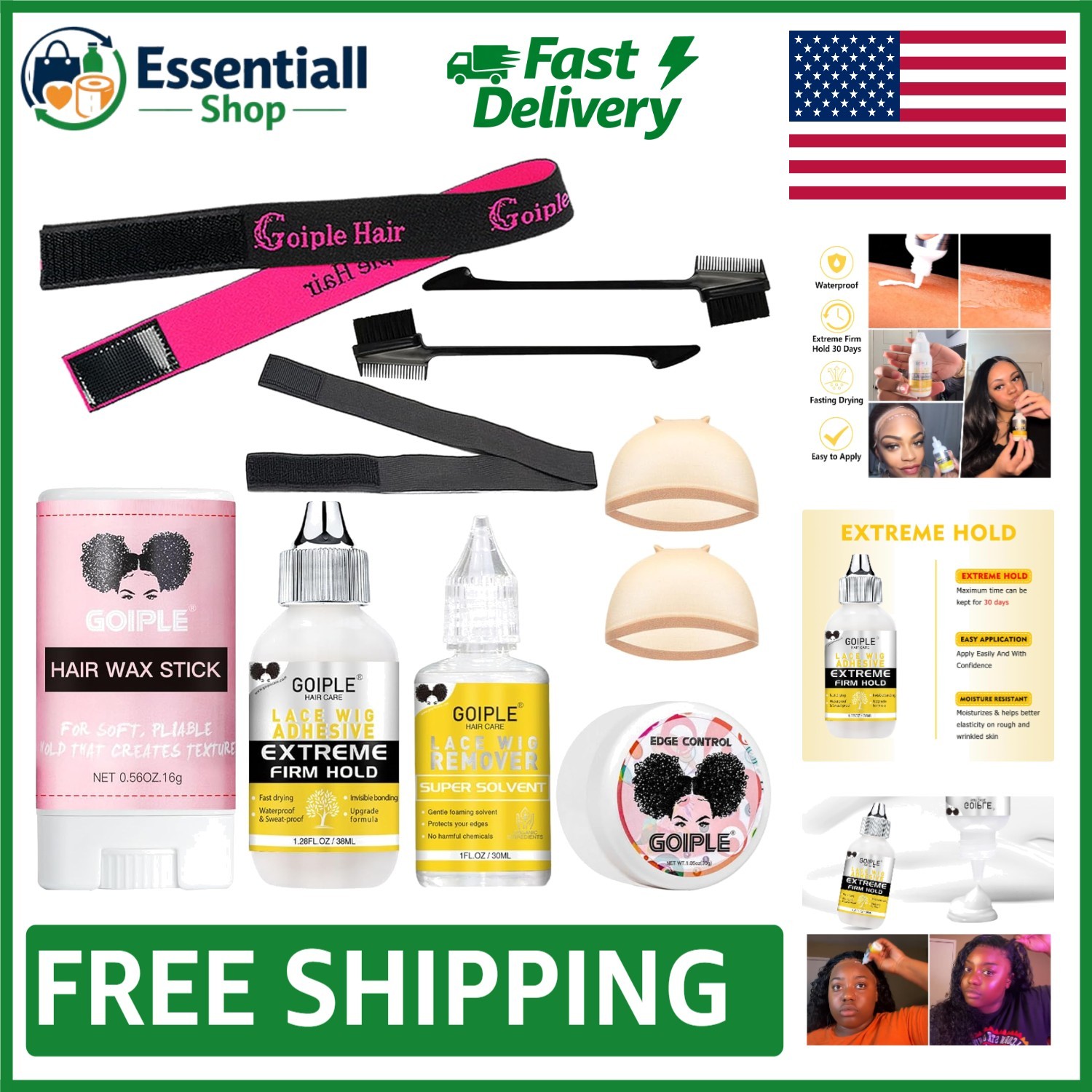 Invisible Bond Wig Glue 1.28oz – Complete Kit with Remover & Styling Tools