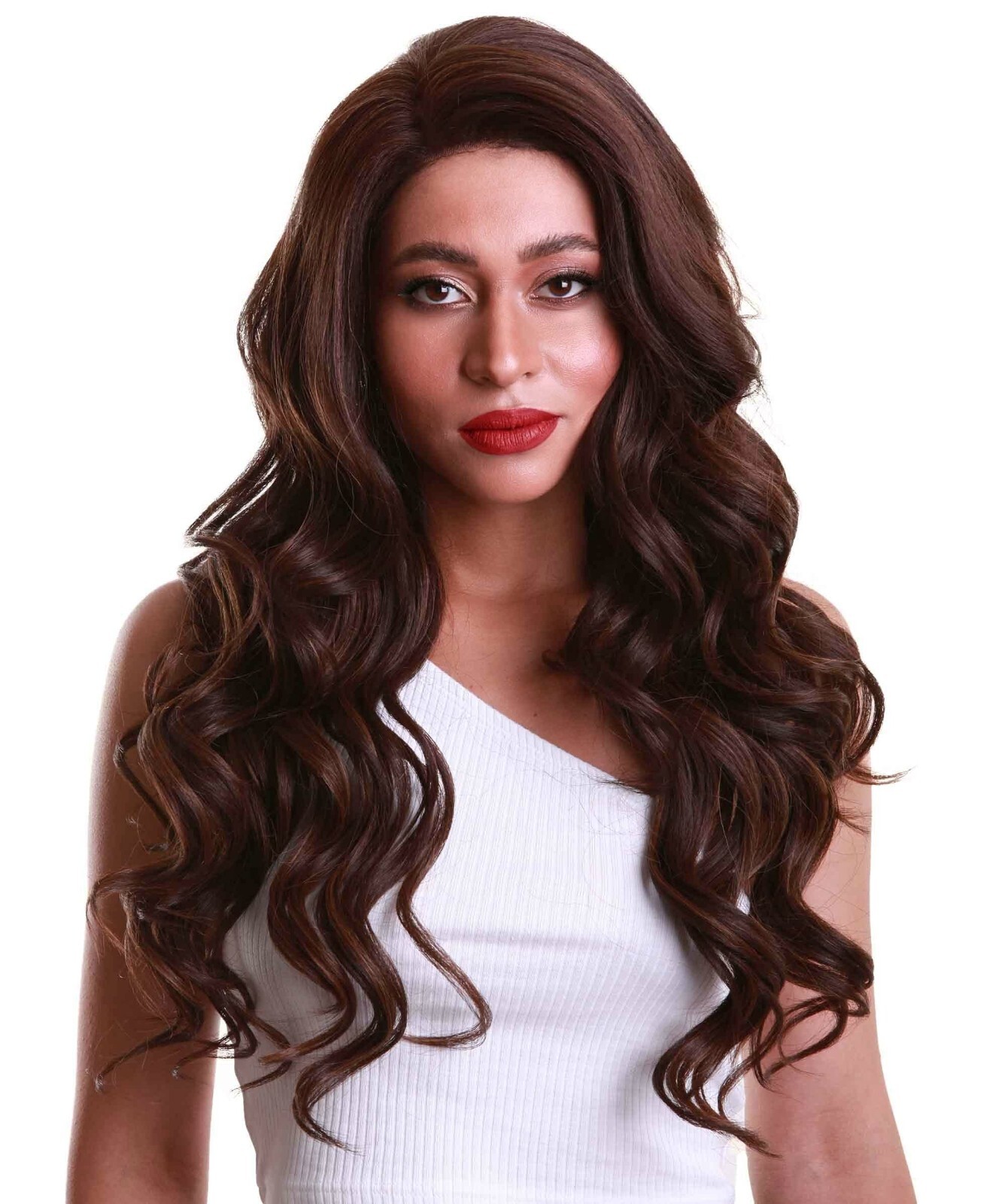 LUXLUXE Lucinda Wavy 23″ Long 4X4 Hand-Tied Lace Front Wig, Good Heat Resistant