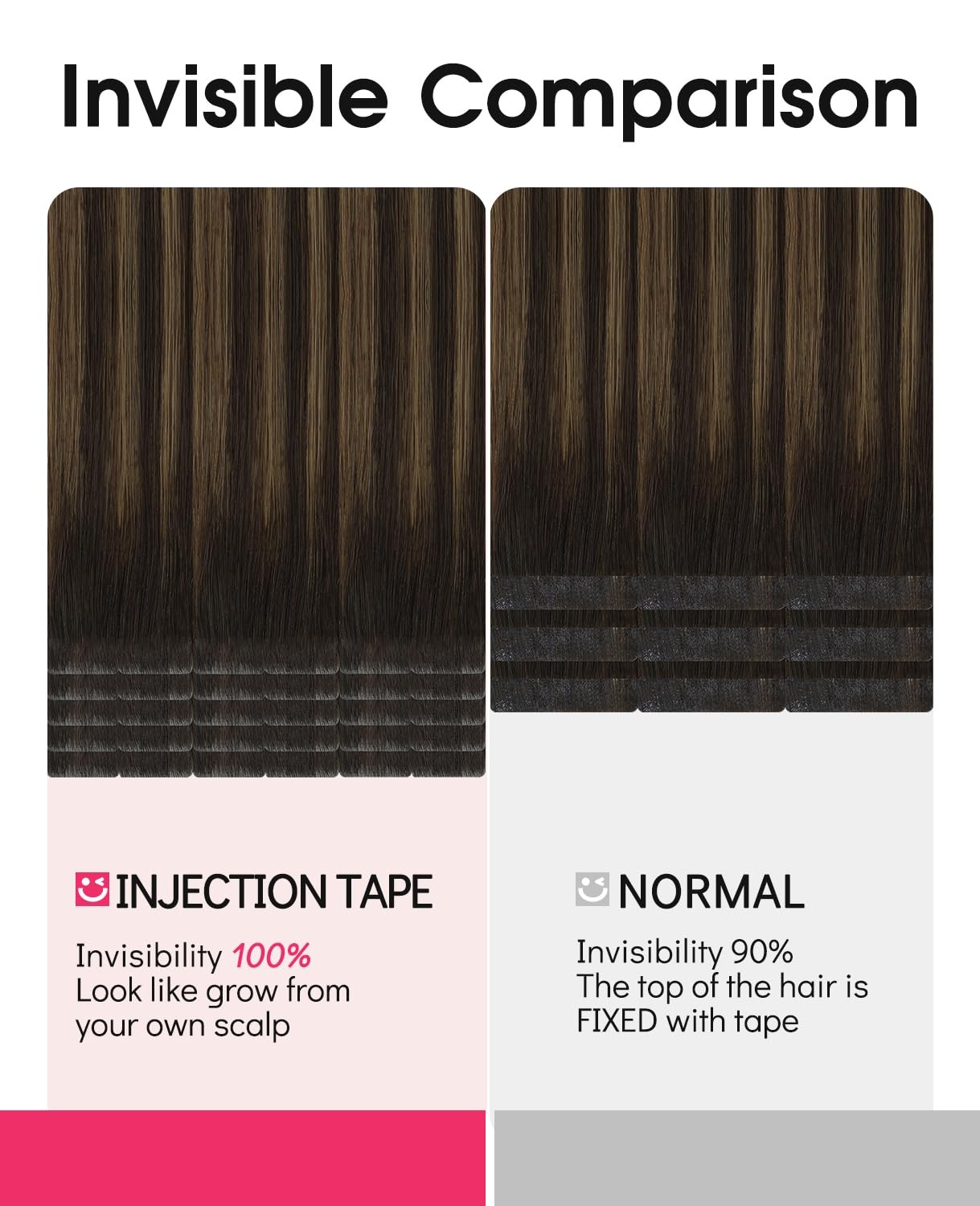 Youngsmile Invisible Tape In Hair Extensions Human Hair 2/6/18 Dark Brown To