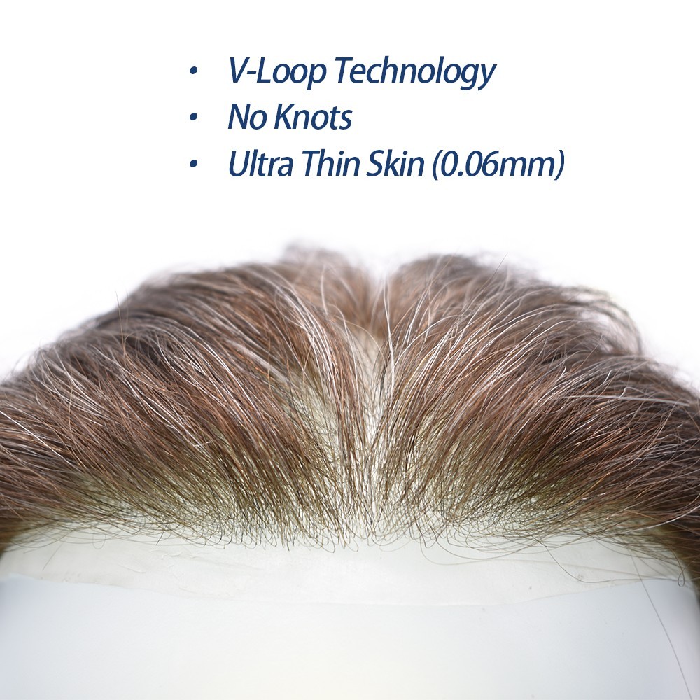 Mens Hair Replacement Ultra Thin Skin Toupee All Colors Hairpieces PU System Wig