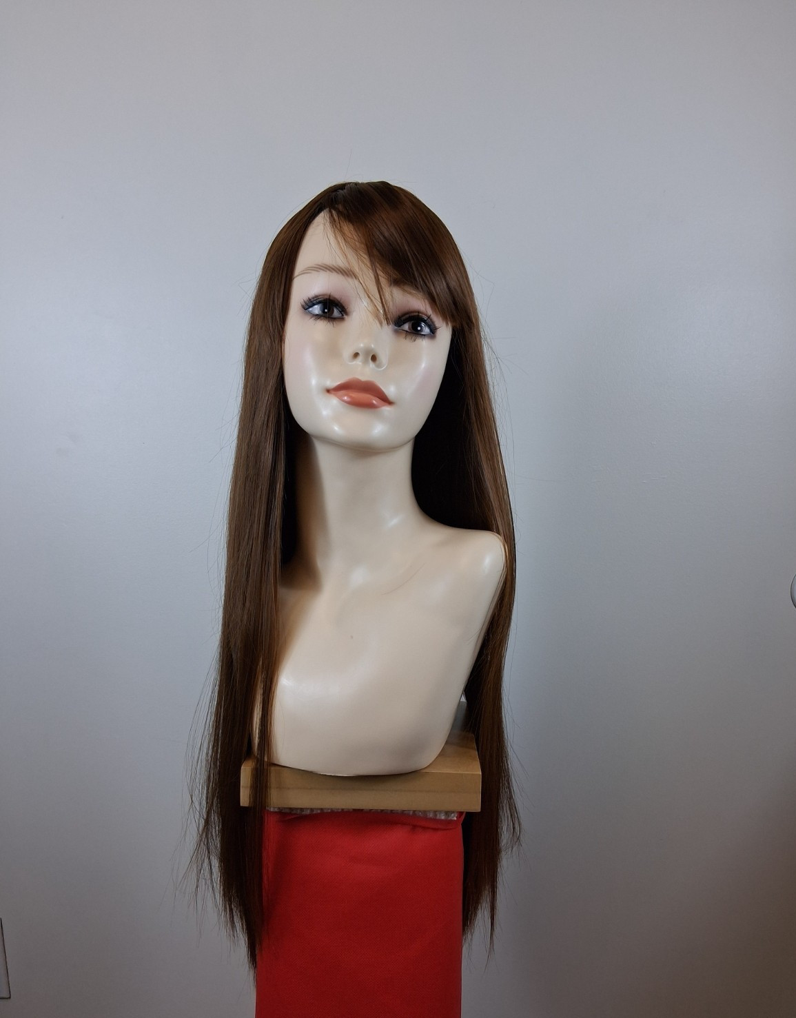 Long Straight wig with Air Bangs High Temperature Synthetic Fiber Heat Resistant