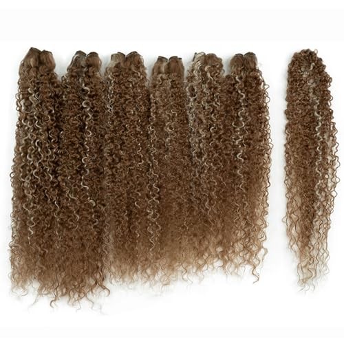 Synthetic Hair 7pcs Kinky Curly 22 24 26 Inches 6 Bundles Highlight Blonde 613