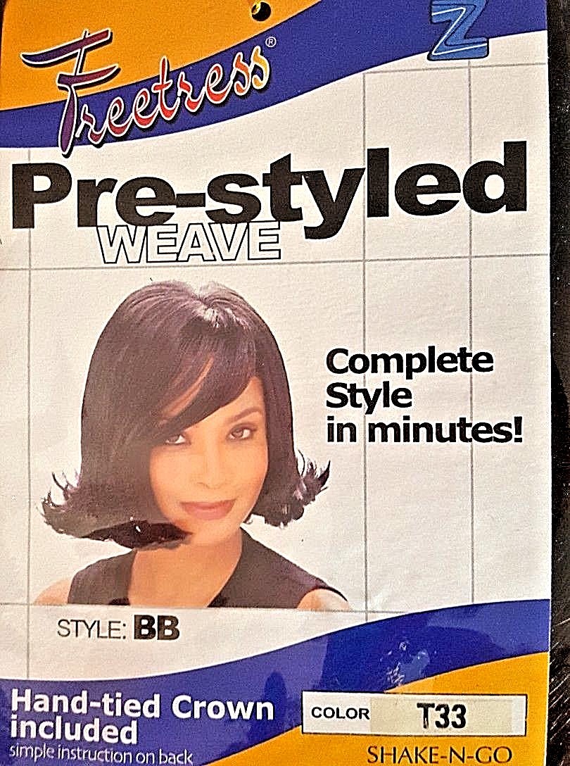 Shake-N-Go Freetress Pre-Styled Weave Hand Tie Crown Included Color T33 Style BB