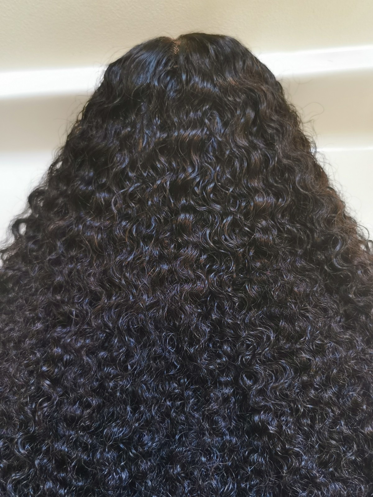 Quality Natural Black Burmese Curly Human Hair Glueless Closure Wig 24″ Handmade