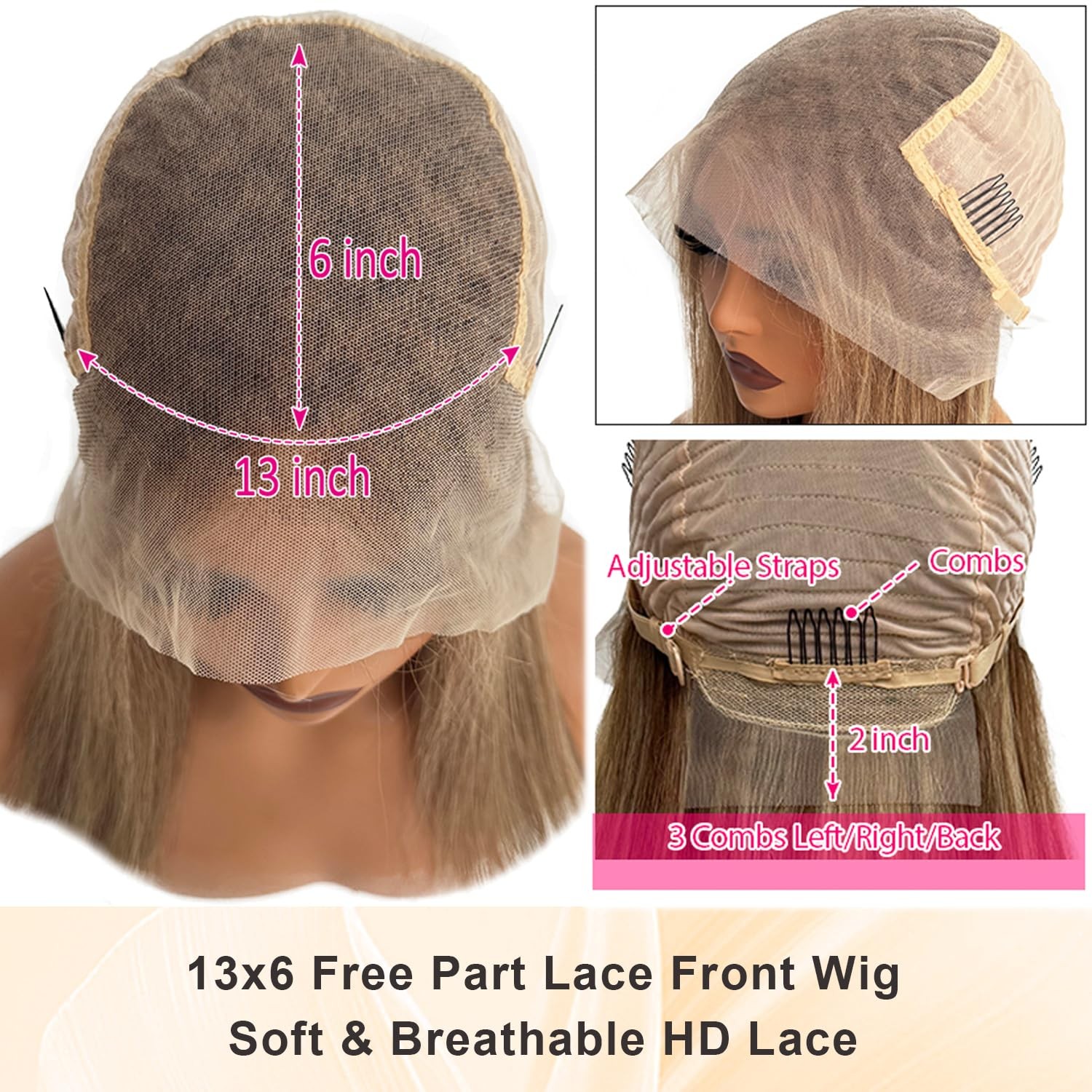 Benafee Ombre Brown Highlights Lace Front Wig Human Hair For White Women 20