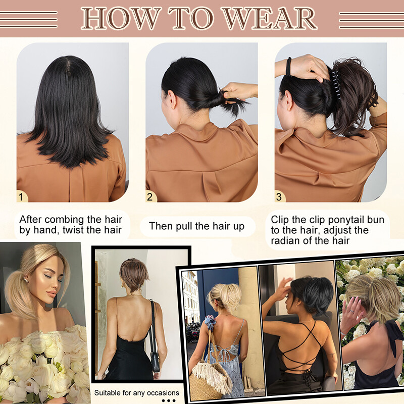 Bendable Short Ponytail Extensions High Fluffy Bun Curly Hairpiece Pony Tail GBP