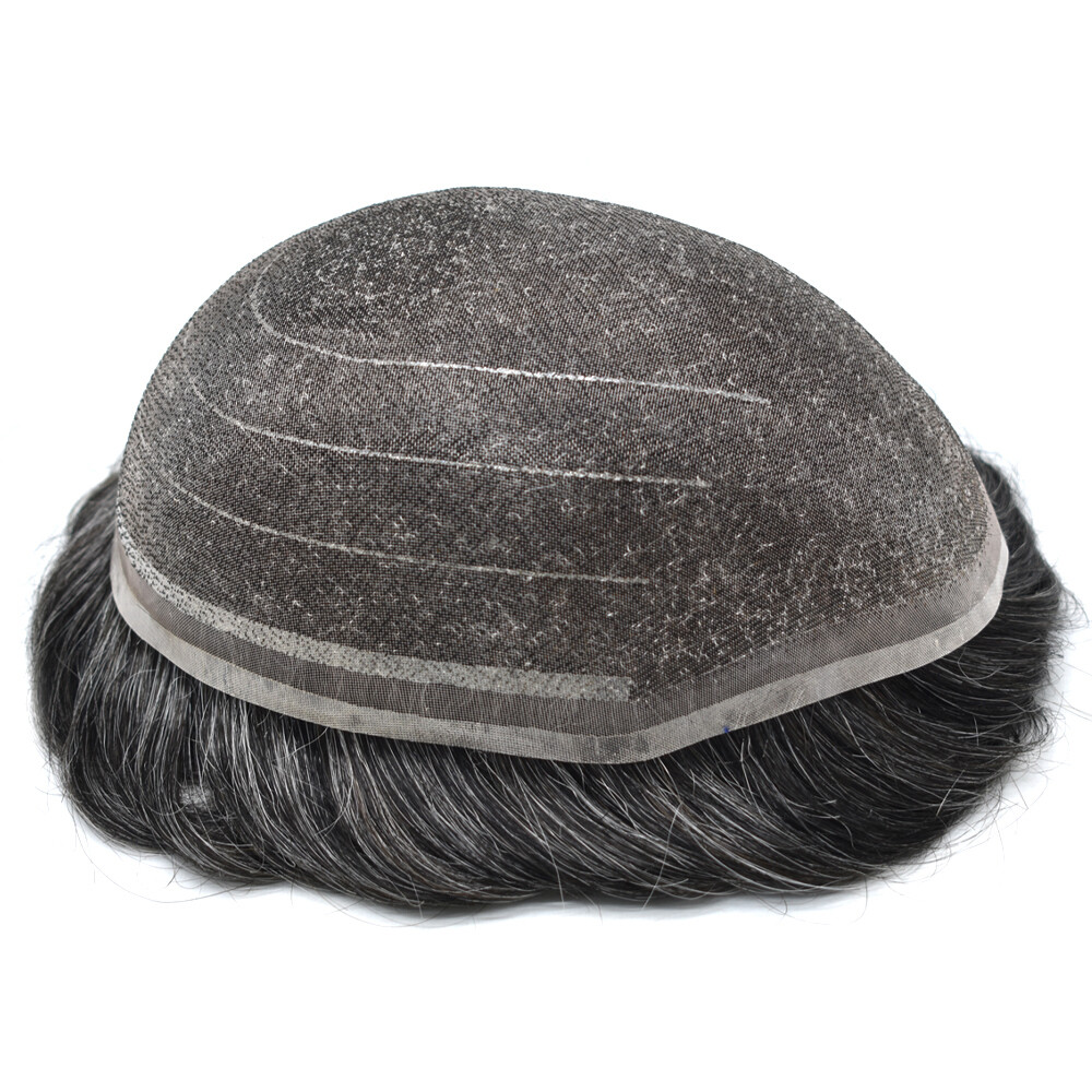 Mens Toupee Hairpiece Swiss Welded Mono Lace Wig for Men Hair System Replacement