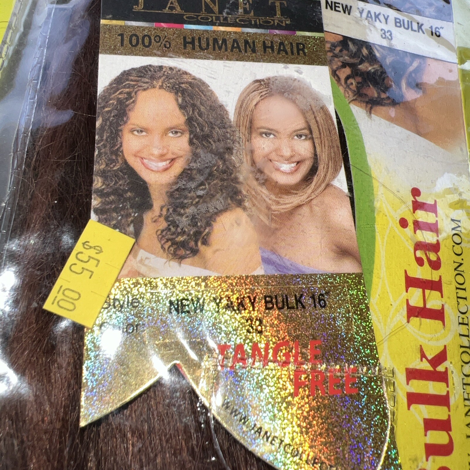 Janet Collection 100% Human Hair New Yaki Bulk 16″ Color 33 Lot Of 2 Packs