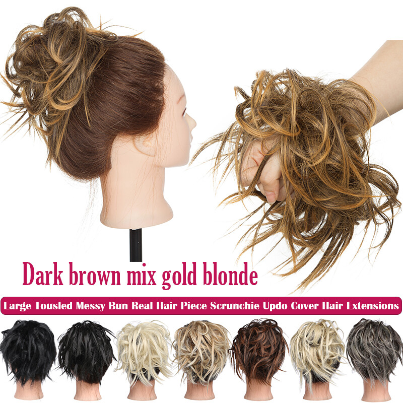 100% REAL Messy Bun Scrunchie Hair Extensions Ponytail THICK As Human Hairpiece
