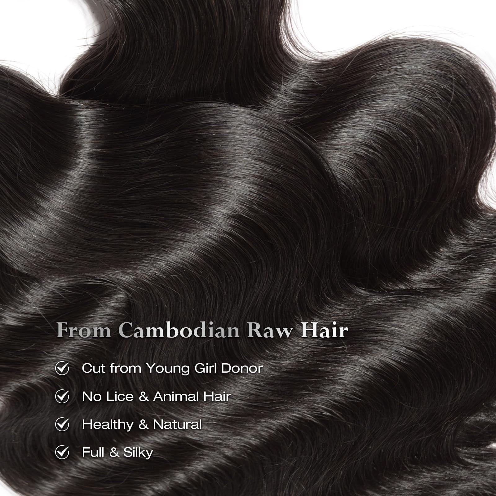 Unprocessed Cambodian Body Wave Hair Bundles – Soft & Silky Natural Black 16-20