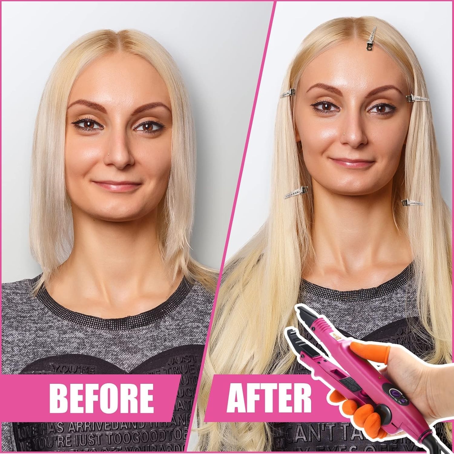 All-in-One Hair Extension Tool Kit – Heat Wand, Clips, Beads & Gloves Included