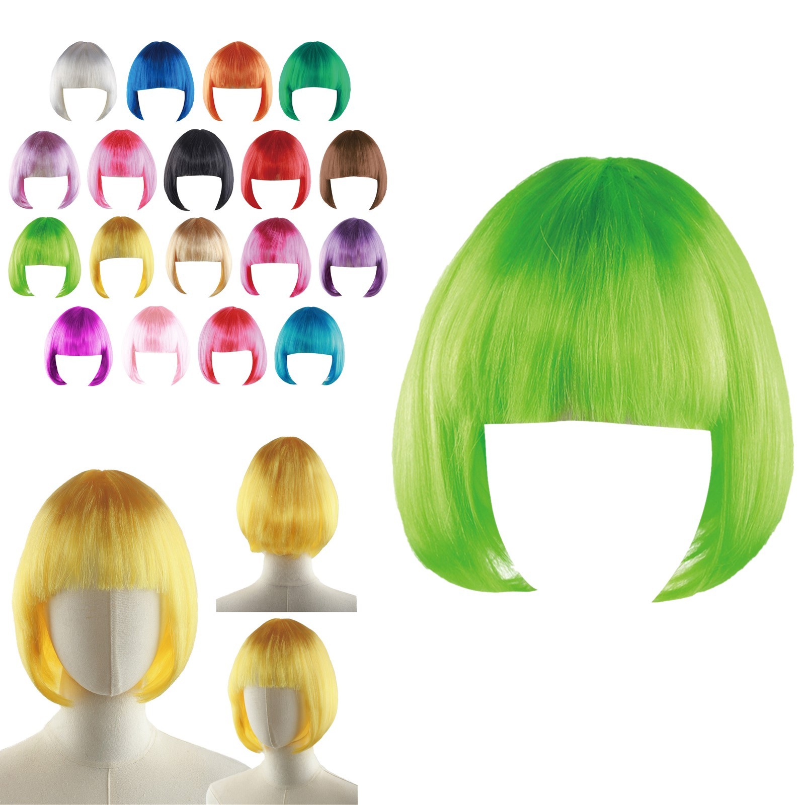 1Pcs Bob Wig With Bangs Hair Styling Accessory Short Bob Wig Blunt Bangs Wig