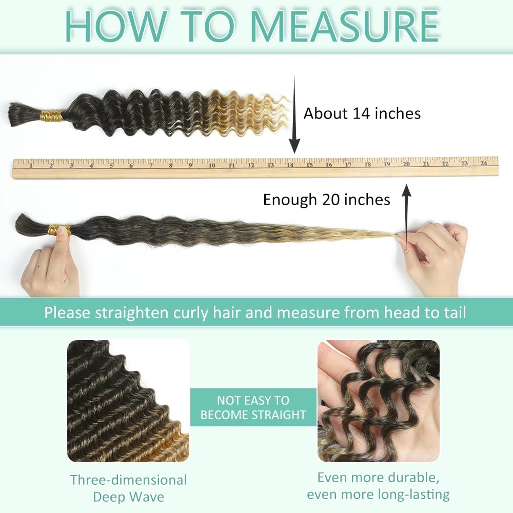 Goday Ombre Honey Blonde Braiding Hair 6 Bundles/Pack 150G 14 Inch Boho Hair