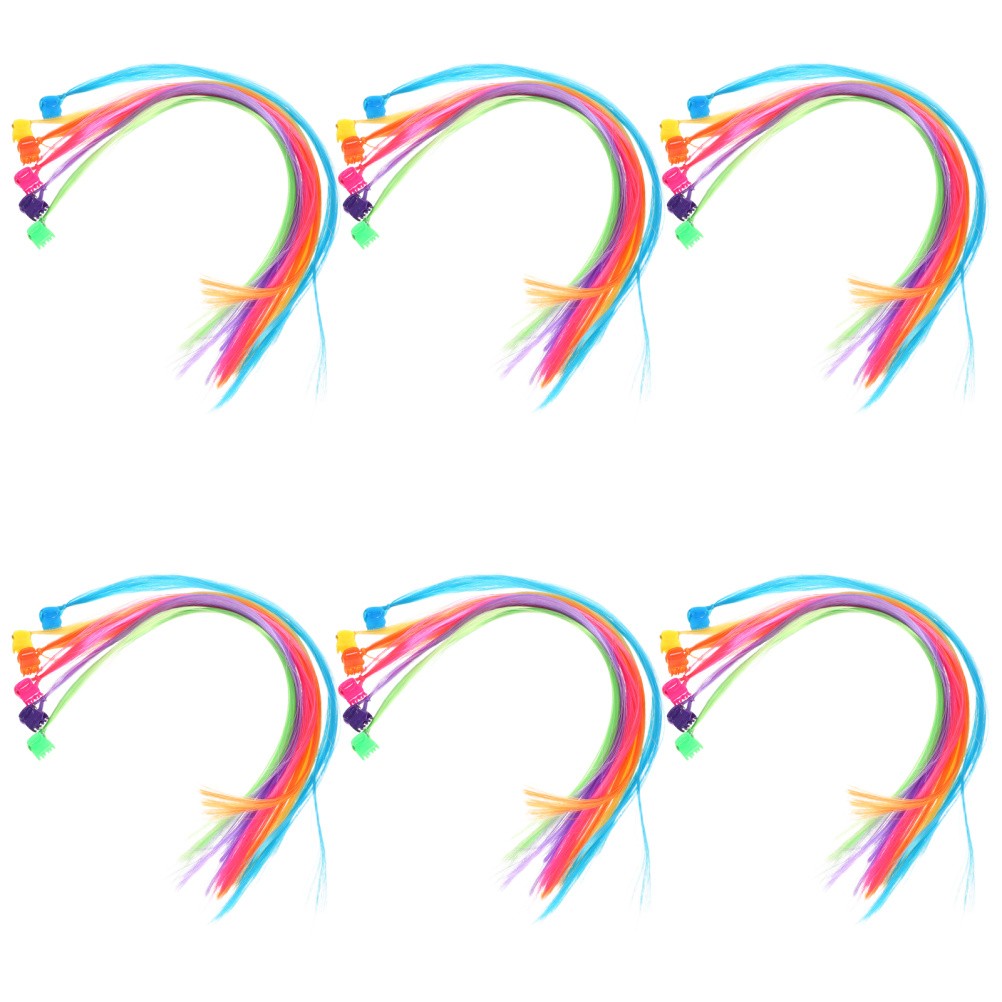 36 Pcs Hair Accessories for Girls Clip on Extensions Colored in Colorful