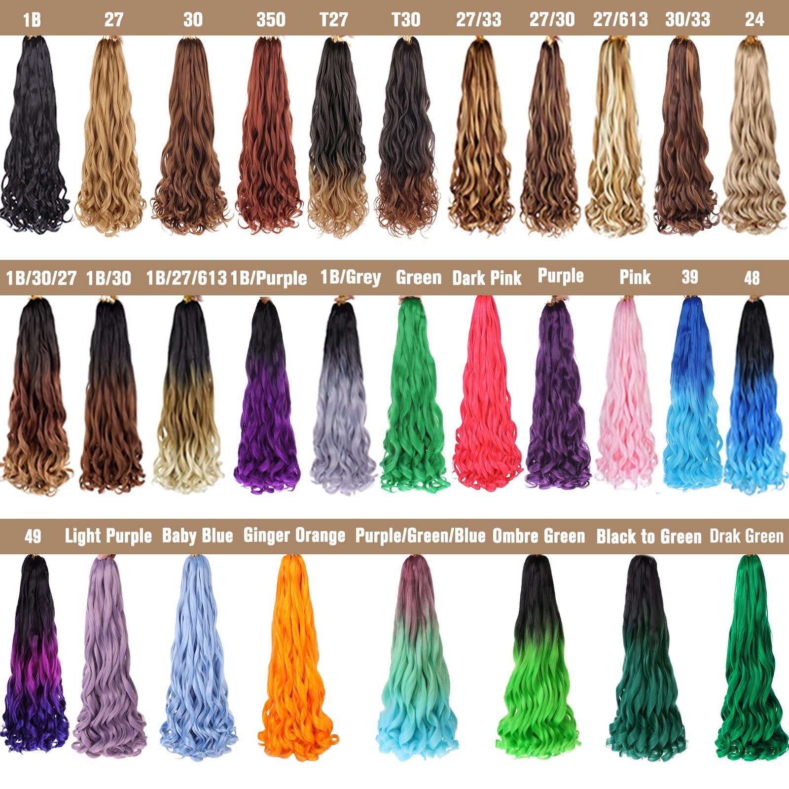75g French Curl Braiding Hair 22″ Natural Black Pre-Stretched Loose Wavy Crochet
