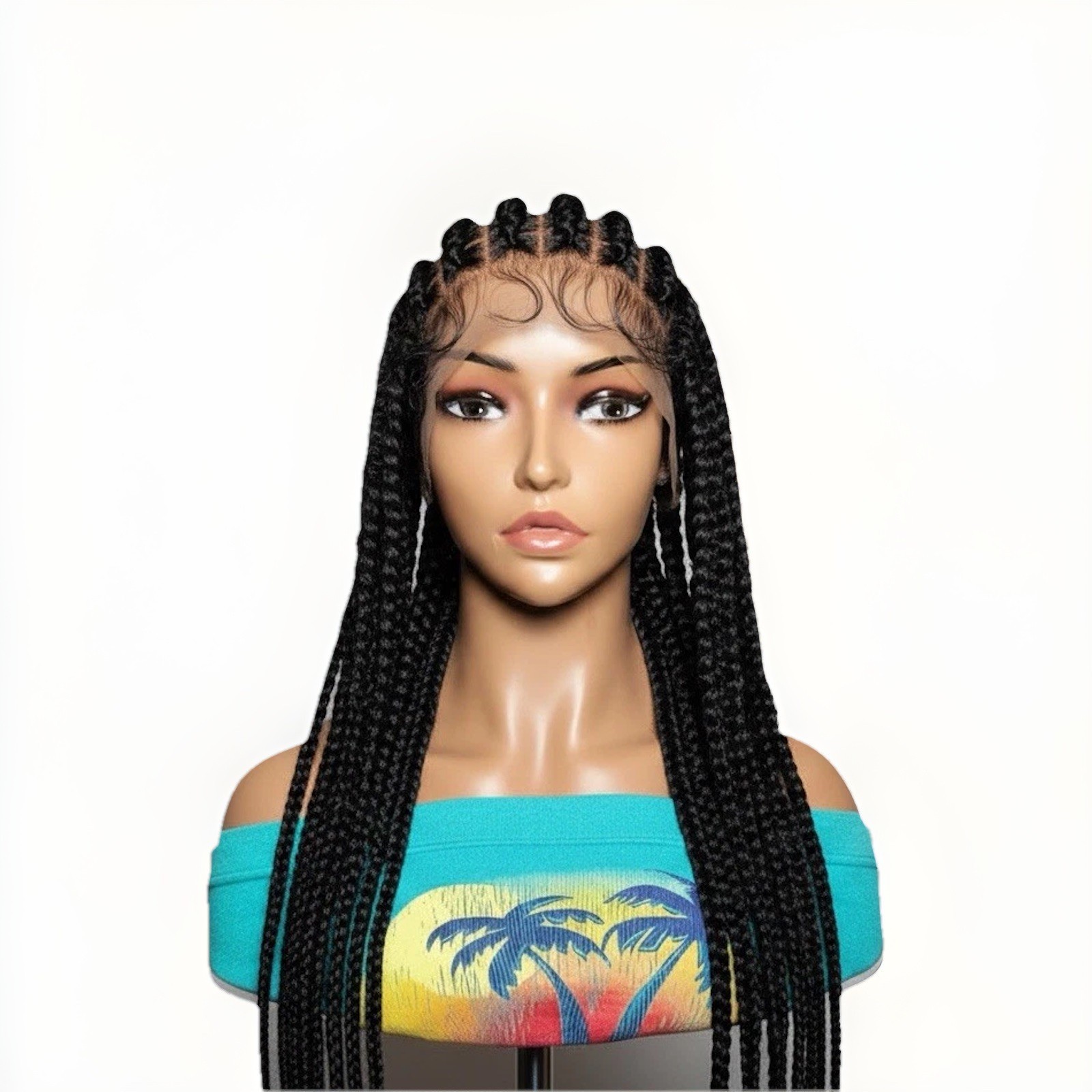 Braided Wig. Cornrow Large Braids. Full Lace with Baby Hair. 38in