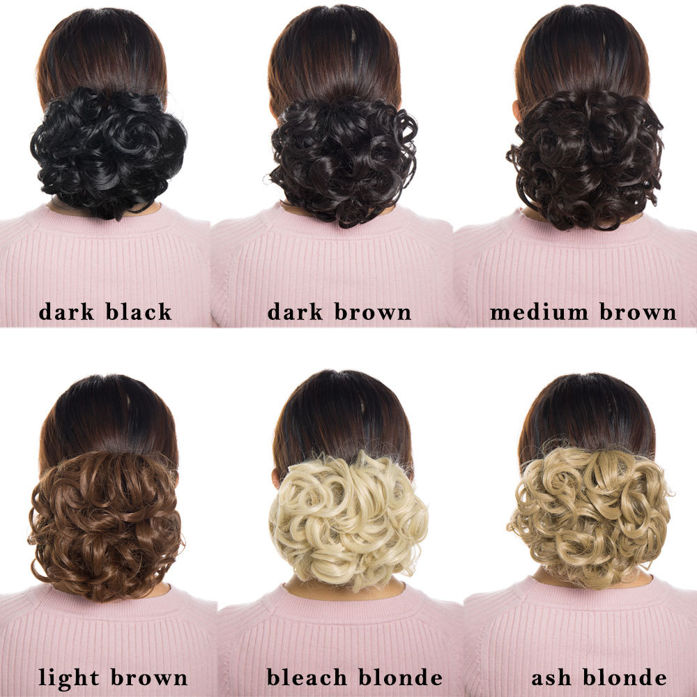 MEGA LARGE THICK Curly Chignon Messy Bun Updo Clip in Hair Extensions AS REAL US