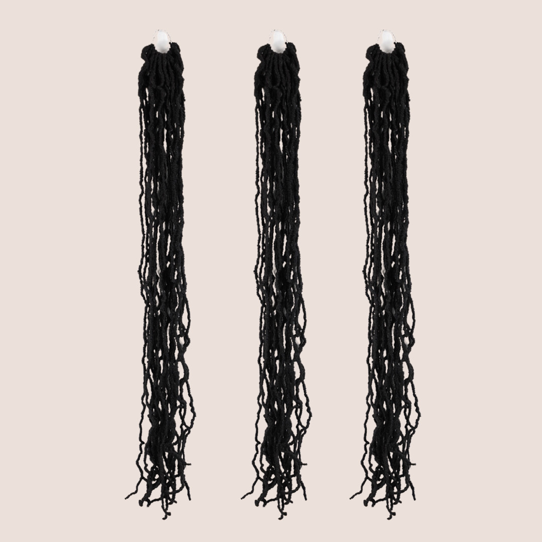 SHINES HAIR Faux Locs, 3pc Value Pack, 1B, 36in, Crochet, Prelooped, Itch Free