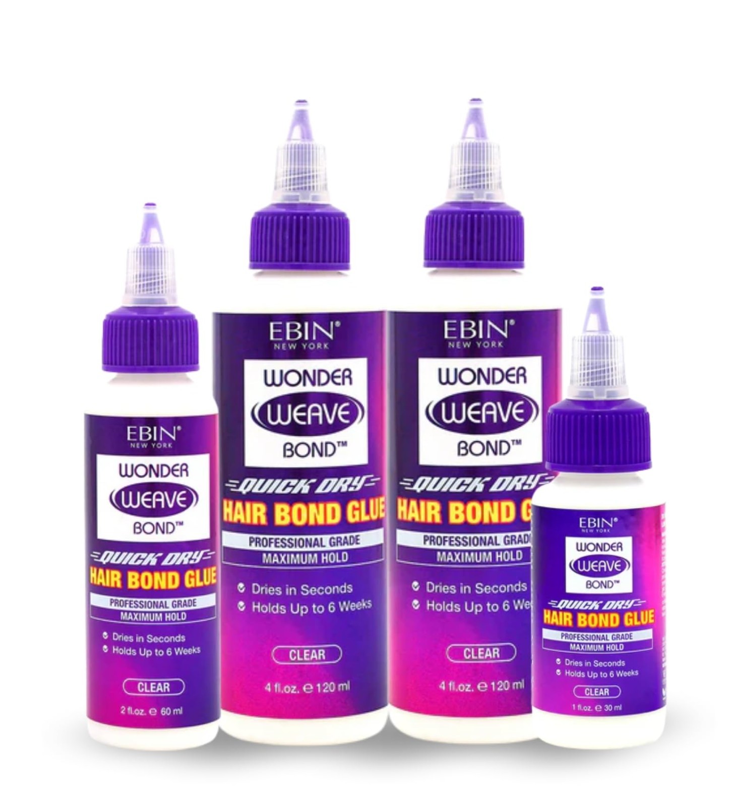 Wig Glue Bundle – 4oz Clear Hair Bond, Quick Dry, Strong Hold, Long-Lasting Weav
