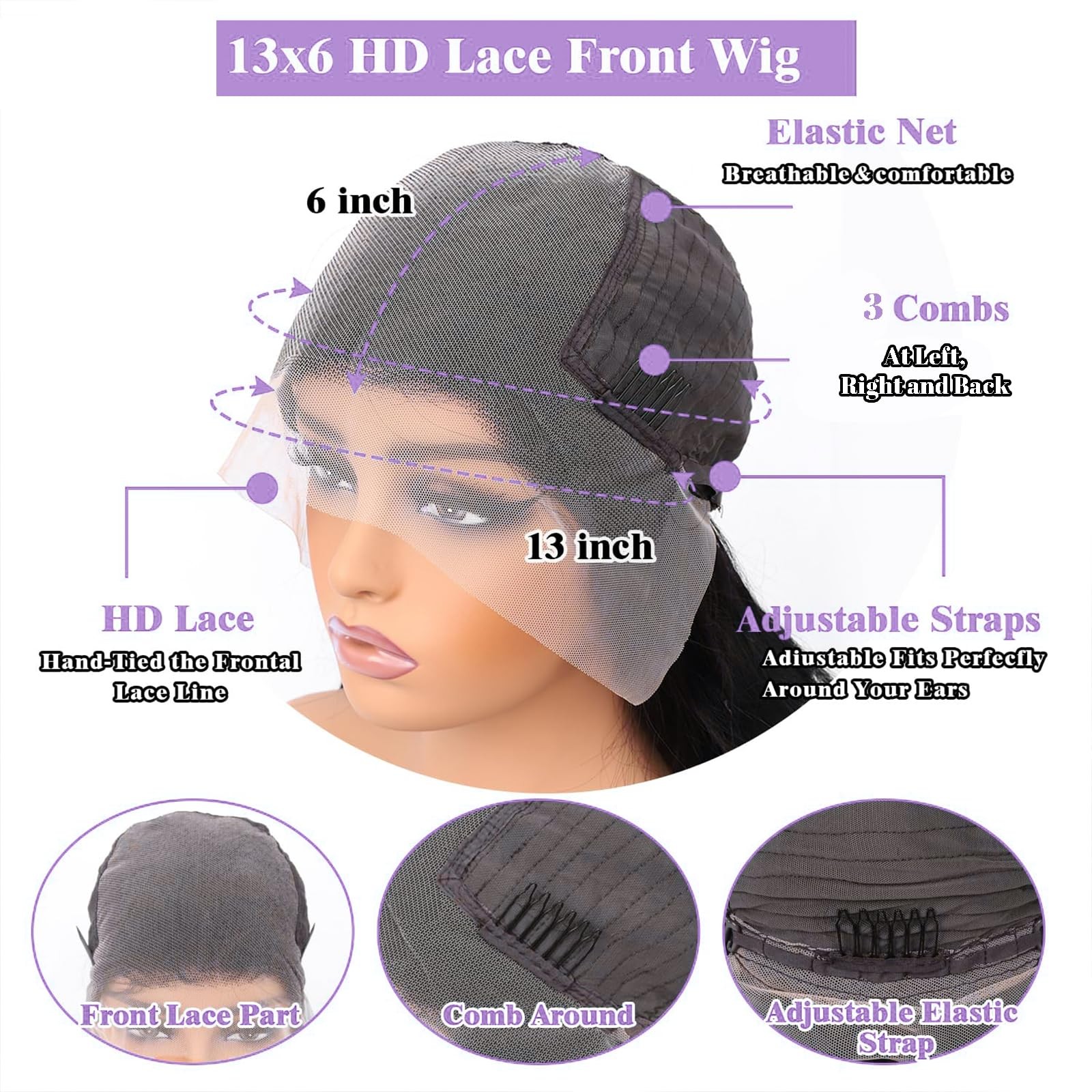 Mepurer 26 Inch Deep Wave Wig Human Hair with Baby Hair 200 Density 13×6 Lace…
