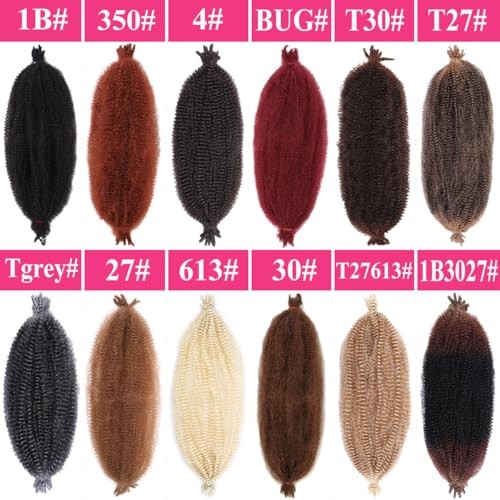 16 Inch Springy Afro Twist Hair 3 packs Pre-Separated 16 Inch (Pack of 3) 1B#