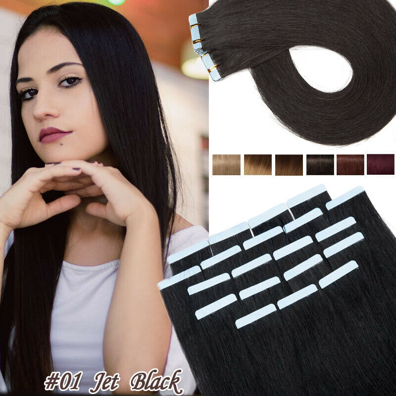 Invisible Adhesive Tape In Real Remy Russian Human Hair Extensions Skin Weft US